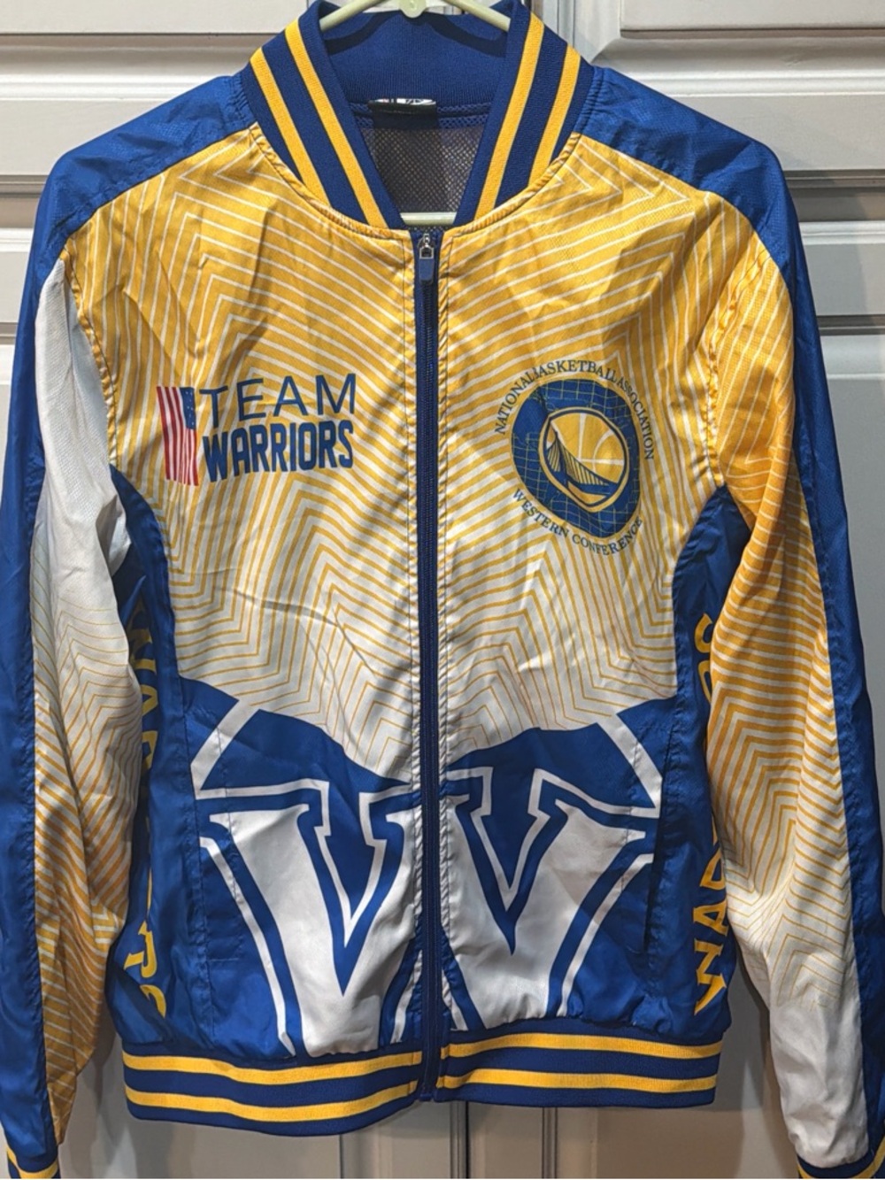 NBA Blue and Yellow Warriors Zip Jacket small